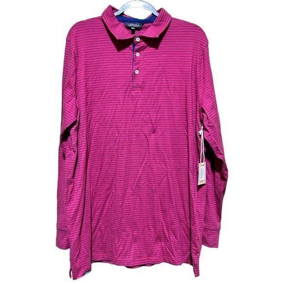 NWT Simply Southern Men's Classic Striped Long Sleeve Polo Maroon Size XL - Picture 2 of 5